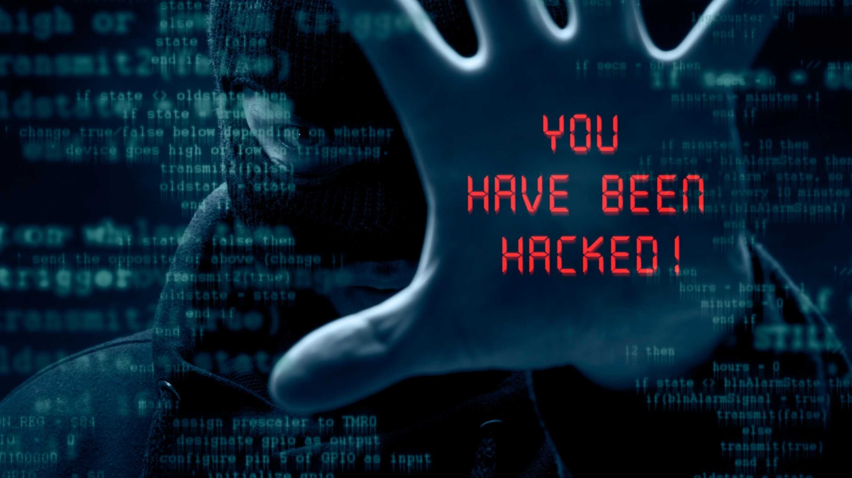 Text saying you have been hacked